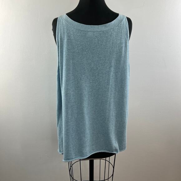 POETRY Blue Linen Cardigan Sweater Cotton Ribbed V-Neck Button Knit Size 16 - Picture 6 of 9